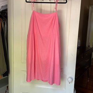 hot pink linen blend mini dress with tie straps old navy